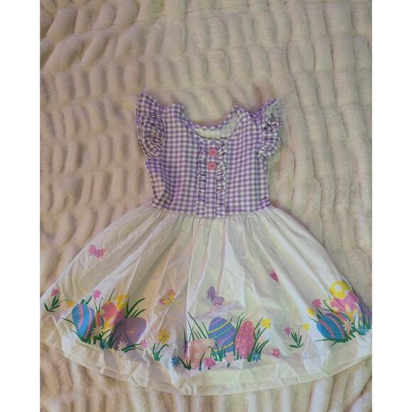 Eleanor Rose Other - Eleanor Rose Easter dress Size 6-7 Easter Eggs purple gingham